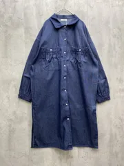 新品 Jewelobe ジュエローブ 長袖 ギャザーポケット デニム シャツワンピース sizeF/紺 ■◇レディース