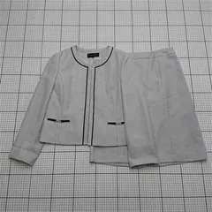 ◇ Θ エスプリミュール ESPRITMUR ノーカラージャケット＆スカートスーツ グレー系 15号 レディース E  【1512020008960】