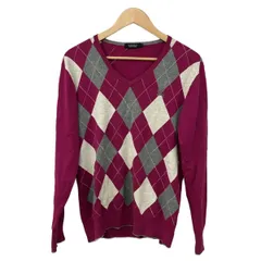 Burberry Black Label(バーバリーブラックレーベル) 長袖セーター サイズ2 M メンズ - ピンク×グレー×ライトグレー Vネック/アーガイル