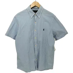 ラルフローレン RALPH LAUREN CLASSIC FIT ポニー刺繍 シアサッカー ストライプ ボタンダウン S/Sシャツ 半袖 メンズ import：M 