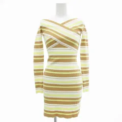 ロイヤルパーティー ROYAL PARTY タグ付き ニットワンピース カシュクール 長袖 ひざ丈 F 茶 ブラウン 黄 イエロー /JS