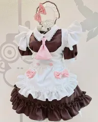 ミニスカート メイド服 ブラウン 白 ピンク 量産型 地雷系 コスプレ