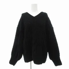 アズールバイマウジー AZUL by moussy ニット セーター Vネック 長袖 ケーブル編み M 黒 ブラック /JS