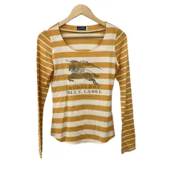 バーバリーブルーレーベル 長袖カットソー サイズ38 M レディース - アイボリー×ダークイエロー クルーネック/ボーダー
