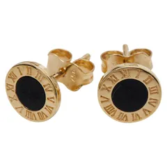 スタッドピアス K18YG イエローゴールド オニキス レディース【1-0242000】