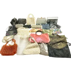 ★ ビーズバッグ 26点 まとめ商品 刺繍 スパンコール ハンドバッグ クラッチバッグ ショルダー パーティー がま口 等 レトロ 現状品 8.4kg
