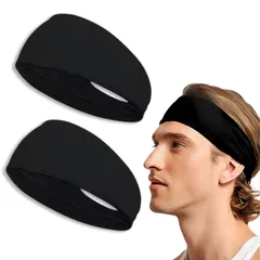 【吸汗速乾】ヘアバンド ヘッドバンド メンズ レディース しっかりホールド 2枚組 フリーサイズ 汗止め 黒 シンプル スポーツ 洗顔 前髪 メンズヘアバンド 汗止めバンド