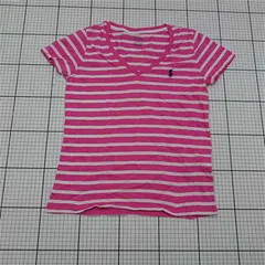 ◇ ⊂ ポロ ラルフローレン POLO RALPH LAUREN ボーダーVネックTシャツ ピンク系 レディース S E  【1512020021389】