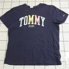 ◇ ⊂ トミー ジーンズ TOMMY JEANS ロゴプリントTシャツ ネイビー系 メンズ XL E  【1512020021365】
