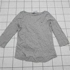 ◇ ⊂ トミー ヒルフィガー TOMMY HILFIGER ロゴ刺繍グレー七分袖カットソー レディース M E  【1512020021716】