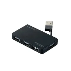 エレコムUSB2.0ハブ4ポートバスパワーコンパクトケーブル収納ブラックU2H-YKN4BBK