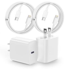 For iPhone 14 - Charger - iPhone Charger - 20W PD Fast Charging [Includes 2 Type-C AC Adapters and 2 2.7M Lighting Cables] GEMSON GMFi Certified USB-C to Lightning Cable Charger, Durable and Lightweight