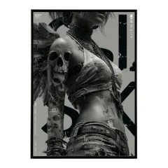 【A4サイズ（約21x30cm）】【lm-poster-859】【フレーム付き】白黒 ポスター 女性 グランジ風 モノクロ アート おしゃれ   壁掛け 北欧 モダン リビング 寝室 カフェ風 アートプリント   おしゃれ フォト  特大 大きい