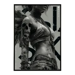 【B3サイズ（約36x51cm）】【lm-poster-859】【フレーム付き】白黒 ポスター 女性 グランジ風 モノクロ アート おしゃれ   壁掛け 北欧 モダン リビング 寝室 カフェ風 アートプリント   おしゃれ フォト  特大 大きい