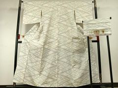 楽しいさつま絣文様　究極の細糸芸　クリーム色綿薩摩の着物 楽しいさつま絣文様 究極の細糸芸 クリーム色綿薩摩の着物 - メルカリ