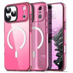 AICaseネオンホットピンククリアiPhone17ProMax用スマホケースMagsafe対応、トレンド感あふれる女性向け、ガーリーで洗練された美しくプレッピーなカラフルカラーとキュートなレトロで明るい…