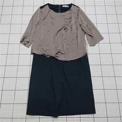 ◇ ⊂ ワンピース 自由区 ワンピース バイカラー 七分袖 44サイズ ネイビー系 レディース E  【1512020033276】