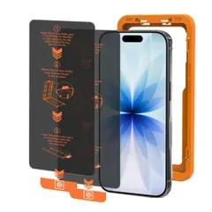 iPhone17覗き見防止ガラスフィルム2枚セット滑らかな手触り自動除塵/吸着・超簡単貼り付け3Dラウンドエッジ米軍規格指紋認証全面保護9H越え飛散防止高透過率ズレ/気泡レスプライバシー保…
