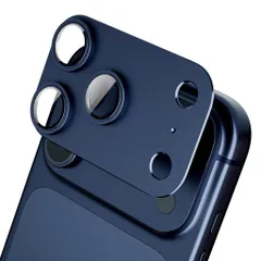 JFSteneカメラカバーいphone17Promax用レンズ保護フィルムiPhone17プロマックス対応カメラレンズ保護アルミ強化ガラス9H硬度キズ防止耐衝撃高透過率極薄一体感防塵全面保護1枚入り(ネイビー