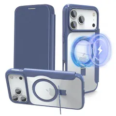 【スタンド機能&手帳型・MagSafe対応】ハットiPhone17ProMax用ケースいphone17プロmaxケース手帳型[ワイヤレス充電・隠しスタンド]全面保護耐衝撃カード収納2枚小銭入れ背面透明ストラップホー…