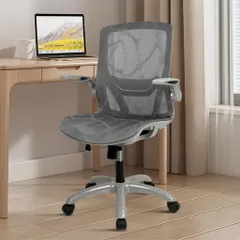 [Goswave]オフィスチェアデスクチェア椅子テレワーク疲れないメッシュチェアブラック人間工学腰サポート跳ね上げ式アームレストpcチェアメッシュパソコンワーク事務椅子HWY09(灰網+灰枠+…