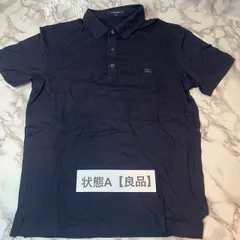【良品】バーバリー BURBERRY 半袖 ポロシャツ M ネイビー 鹿の子 刺繍ロゴ 定番 人気