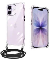 iPhone17用ケースクリアネックショルダースiPhone17カバートラップ付きアイフォン17カバー耐衝撃全面保護縄掛けケース薄型軽量TPUスマホシリコン紐付き斜めがけ取り外し可能落下防止紛失防…