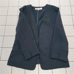 ◇ Θ ナチュラルビューティーベーシック NATURAL BEAUTY BASIC ノーカラージャケット ネイビー系 S レディース E  【1512190002171】