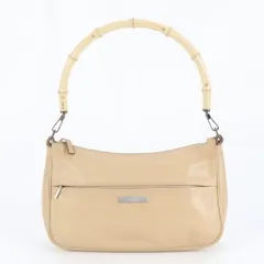 美品 グッチ バンブー レザー ショルダーバッグ 肩掛け ワンショルダー ベージュ トート ハンド レディース ECE DF32-2【中古】