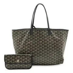 GOYARD ゴヤール サンルイPM トートバッグ ショルダーバッグ コーティングキャンバス レザー ブラック 黒 ブラウン 茶 ホワイト ポーチ付き