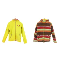 ビラボン BILLABONG 中綿ジャケット リバーシブル ジップアップ フーディー ワンポイント ロゴ刺繍 ネイティブ柄 M 緑 グリーン 茶 ブラウン /MN5 ■GY01