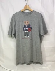 90s POLO RALPH LAUREN ポロ ラルフローレン シングルステッチ ポロベア プリントTシャツ サイズ: L カラー: グレー  トップス 古着
