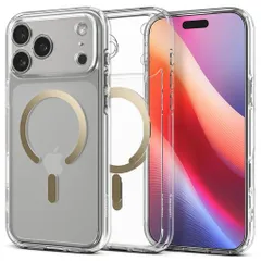 Spigen【創業18年の技術力】iPhone17ProMaxケースMagSafe対応クリア透明ストラップホール米軍MIL規格ウルトラ・ハイブリッド・マグフィット(クリア・ゴールド)ACS10037