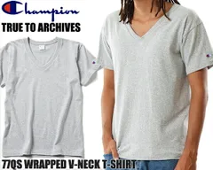 チャンピオン トゥルートゥーアーカイブス 77QS VネックTシャツ Champion TRUE TO ARCHIVES 77QS WRAPPED V-NECK T-SHIRT OXFORD GREY c3-r341 070 トリコタグ