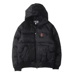 A BATHING APE ア ベイシング エイプ ジャケット ブラック 黒 サイズ:S | レザーパッチ付き ジャガードカモ 猿迷彩 ダウンジャケット | アウター ブルゾン 上着【メンズ】【中古】のサムネイル