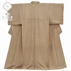 【中古】 小紋 リサイクル着物 身丈159.7cm 裄丈65.5cm 正絹 縮緬  モダン M ふくよかLL 茶色系 水玉文様 上質 セミフォーマル 春 夏 秋 冬 仕立て上がり