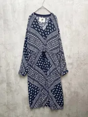 ONIGIRI オニギリ ロング ブラウス 長袖 シャツ ワンピース ペイズリー柄 size11/紺 ■◇レディース
