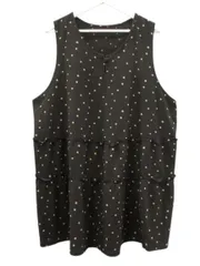 シセンドウ 詩仙堂 HITOSHI TAMURA  ちりめん 縮緬 チュニック ノースリーブ ブラウス ロングベスト 黒 ブラック 小花柄 トップス フリル