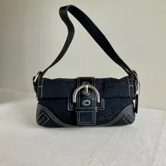 Vintage Coach Black Signature Soho Mini Demi Flap Shoulder Bag y2k