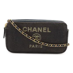 CHANEL シャネル ドーヴィル チェーンウォレット 長財布 クラッチ 2WAY ショルダーバッグ ポシェット キャンバス ラメ ネイビー 紺 ゴールド A81978 CHANEL シャネル ドーヴィル チェーンウォレット 長財布 クラッチ 2WAY