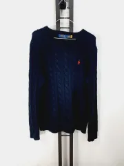 ポロラルフローレン ケーブル編みニット コットン ケーブルセーター ネイビー 新モデルタグ s