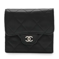 CHANEL シャネル マトラッセ ココマーク 2つ折財布 二つ折り Wホック財布 ダブルホック ラムスキン レザー ブラック 黒 シルバー金具 A31507