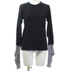 コムデギャルソンコムデギャルソン COMME des GARCONS COMME des GARCONS コムコム RJ-T016 AD2012 美品 ニット カットソー ニットソー 切替 チェック 紺 ネイビー S