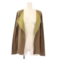 プリーツプリーズ PLEATS PLEASE イッセイミヤケ ノーカラージャケット アウター ショート丈 前開きトッパー ストレッチ グレージュ /BBのサムネイル