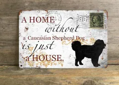 【Caucasian Shepherd Dog/コーカシアン・シェパード・ドッグ】 メタルプレート メッセージ 犬 雑貨 グッズ アート ポスター おしゃれ インテリア 壁飾り アンティーク風 116