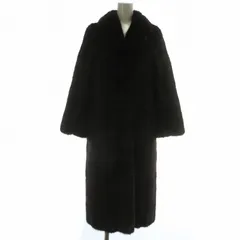 ノーブランド ファーコート アウター 毛皮 ミンク ロング 11 L ダークブラウン /XZ ■GY18