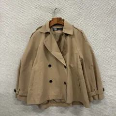 ザラ ZARA ベージュ ショート トレンチ コート ジャケット S M07994