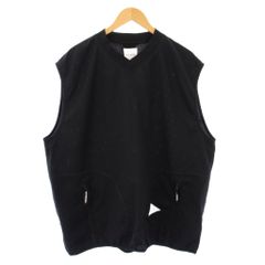 アンドワンダー and wander ベスト プルオーバー Vネック ストレッチ ワンカラー ロゴ XL 黒 ブラック 574-5181072 /BB
