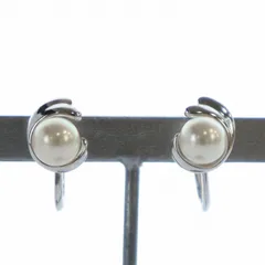 ノーブランド品 イヤリング アクセサリー ねじ式 両耳用 ロゴ リアルパール 真珠 6mm Silver925 シルバー色 ■GY18 /MQ