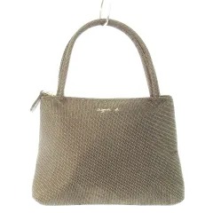 アニエスベー agnes b. ポーチ キャンバス ジャカード ロゴ刺繍 茶 ブラウン /CK14 ■GY18